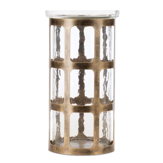 9.5" Wavy Glass & Metal Candle Holder